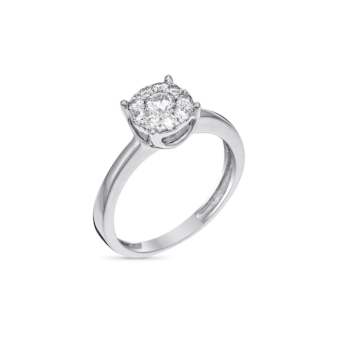 Solitaire "Brillant Lucia" Or blanc et Diamants Bague "Aristocratique" Or blanc et Diamant