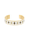 Bracelet ouvert "LIFOU" émail Blanc et Noir finition dorée