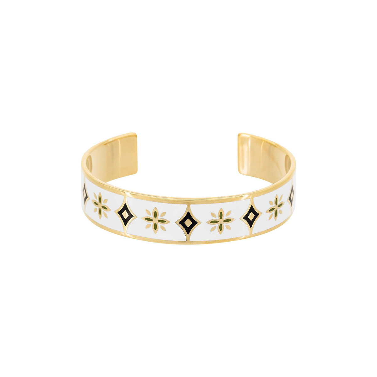 Bracelet Jonc ARTEMA émail blanc et noir finition dorée