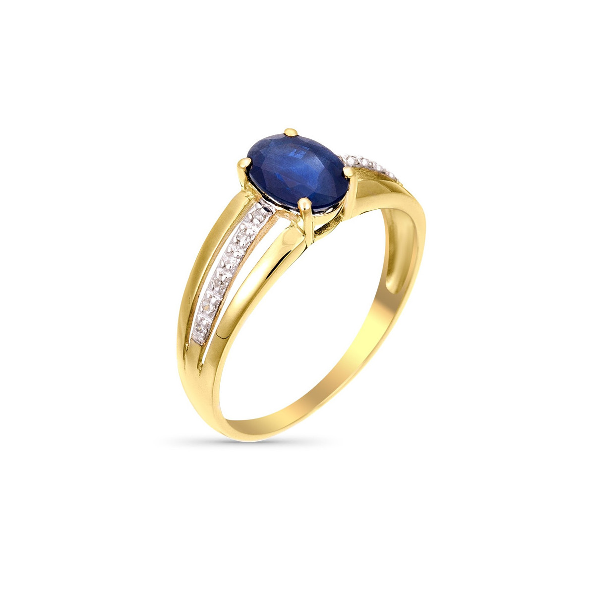 Solitaire "Tria Saphir" Or jaune et Diamants