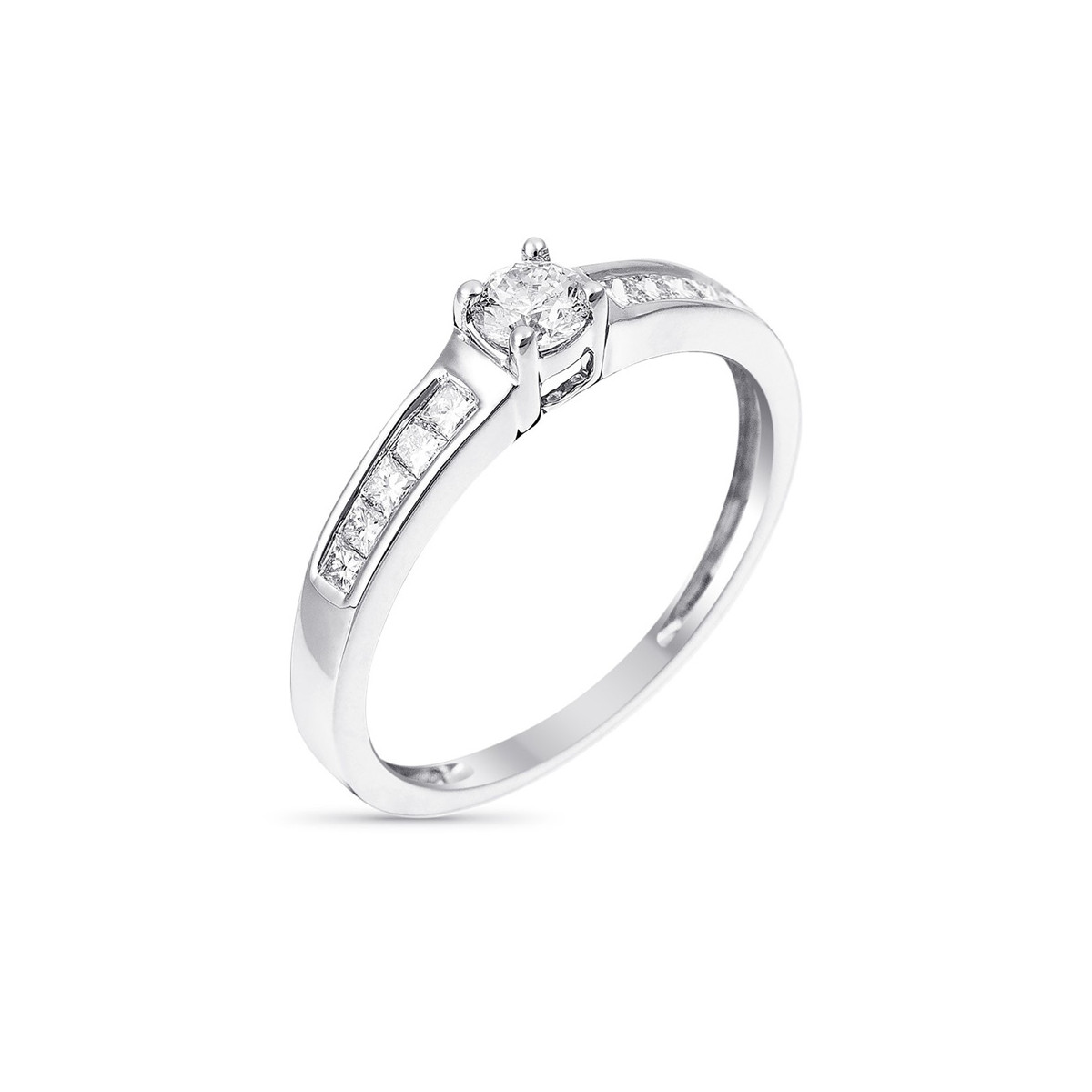 Bague Solitaire "Tour Princesse" Or blanc et Diamants