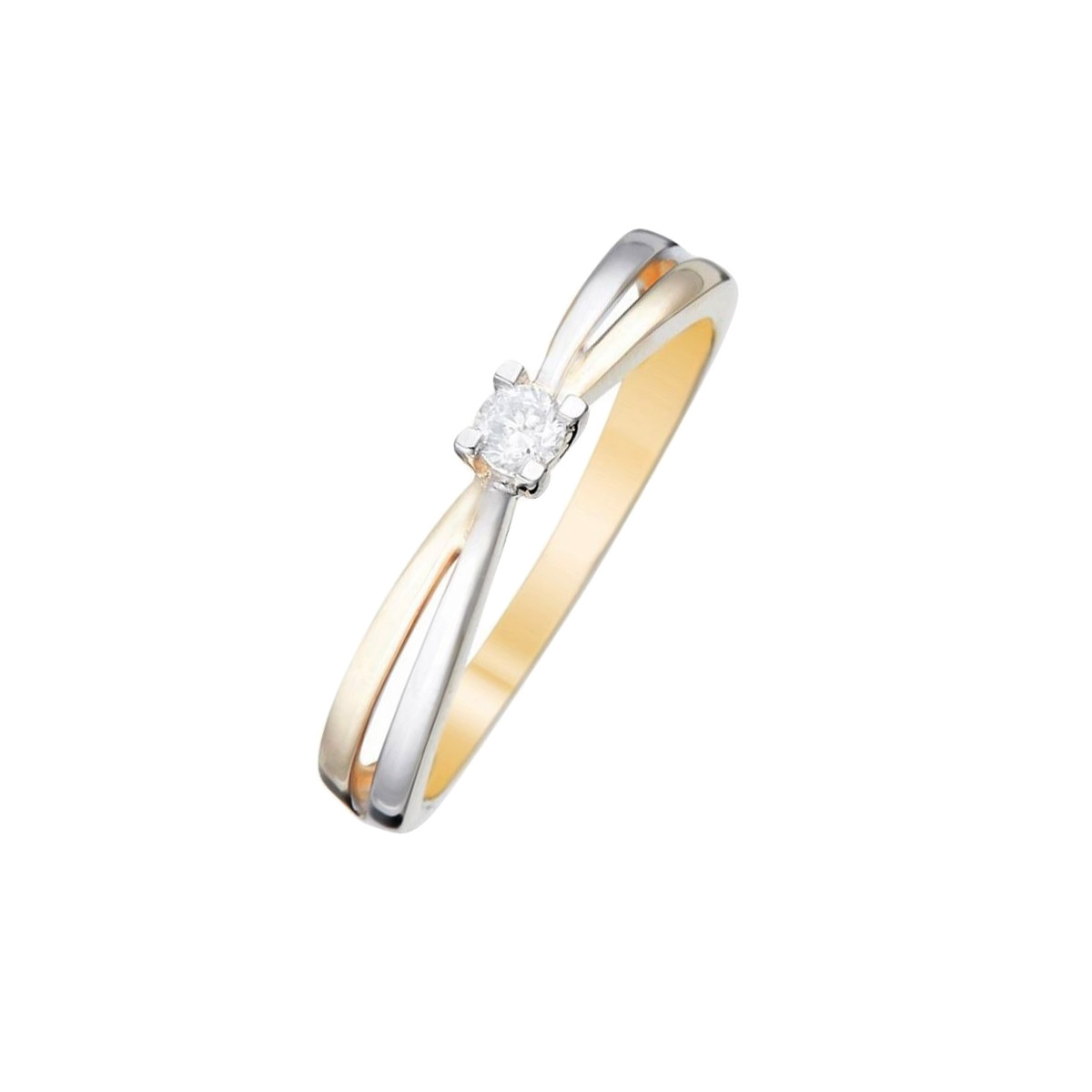 Bague or bicolore 375 et diamants