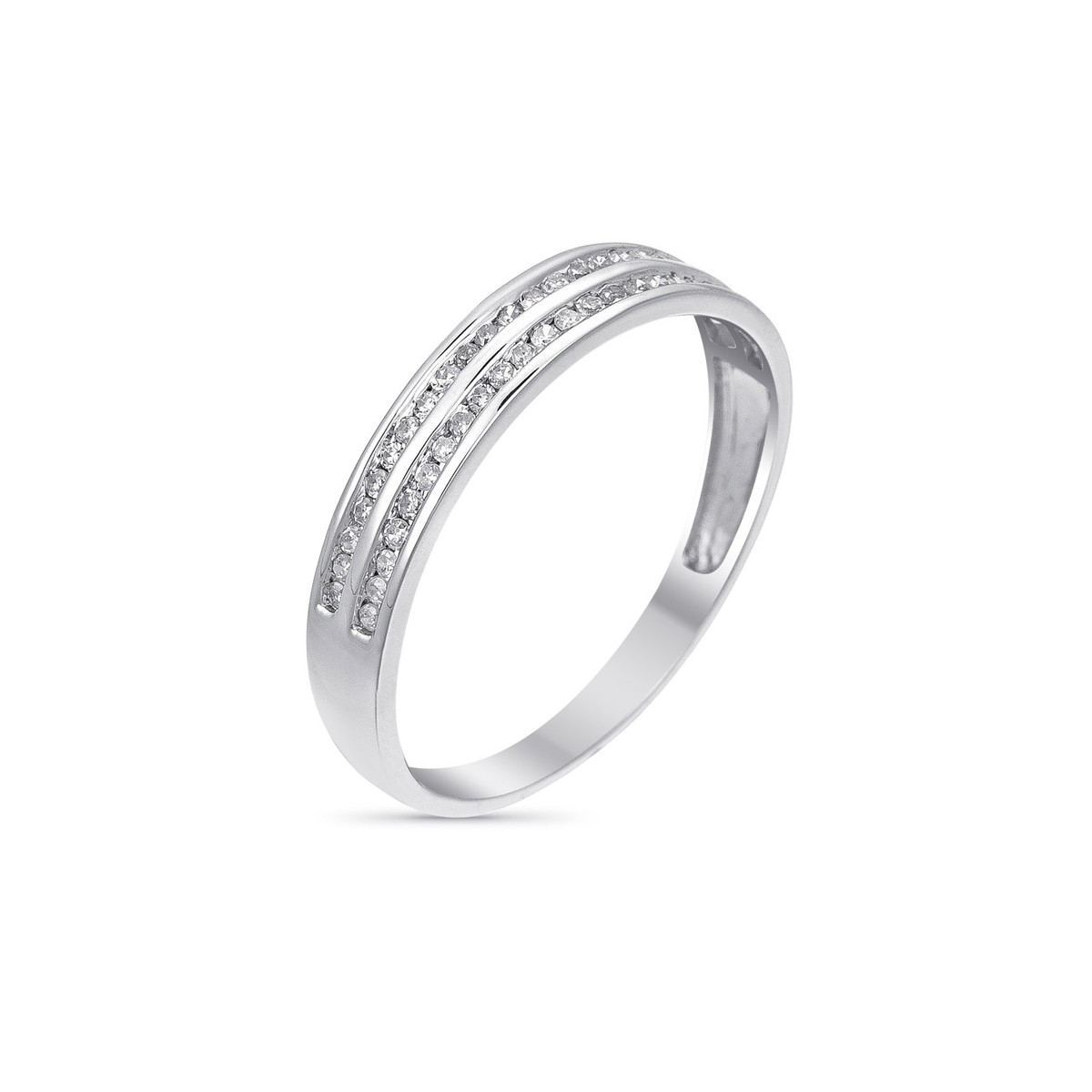 Bague Alliance "2 Rangs d'Amour" Or blanc et Diamants Bague "Attentive" Or blanc et Diamant