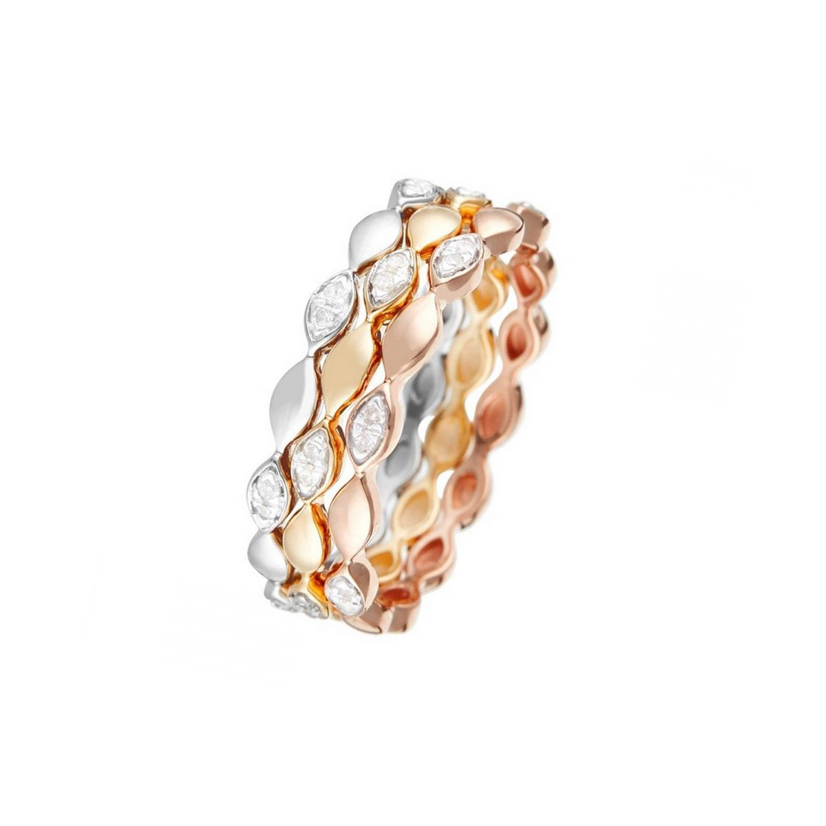 Bague "Trinity" Or tricolore et Diamants Bague " Mylène" Or tricolore et Diamant