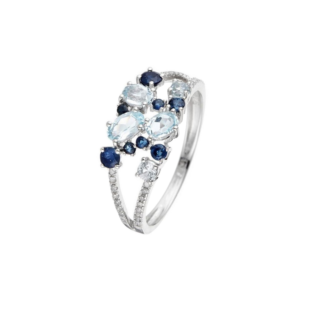 Bague "Sphir Elixir" Or blanc et Diamants Bague " Geneviève" Or blanc et Multipierres