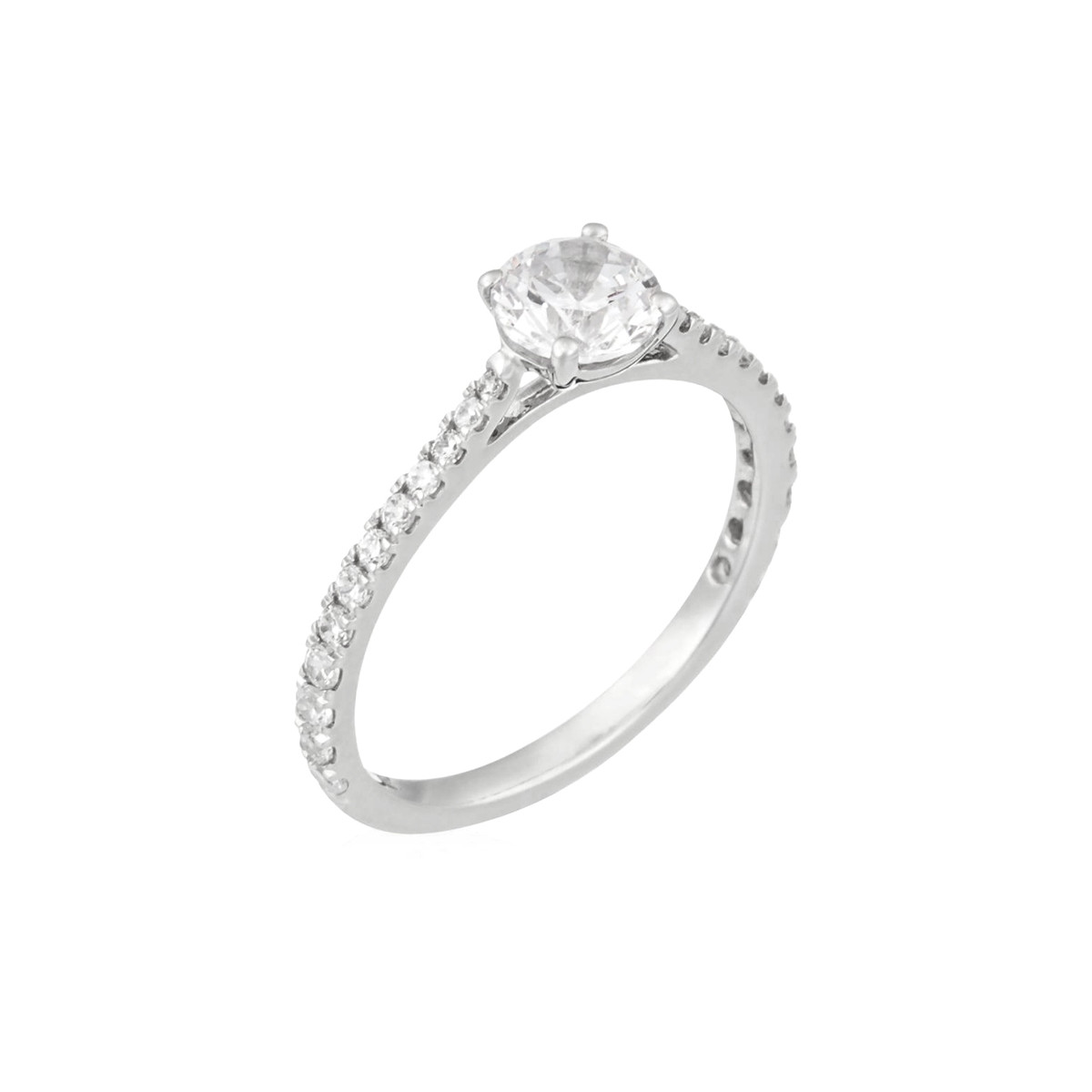 Bague "Solitaire Royal" Or blanc et Diamants