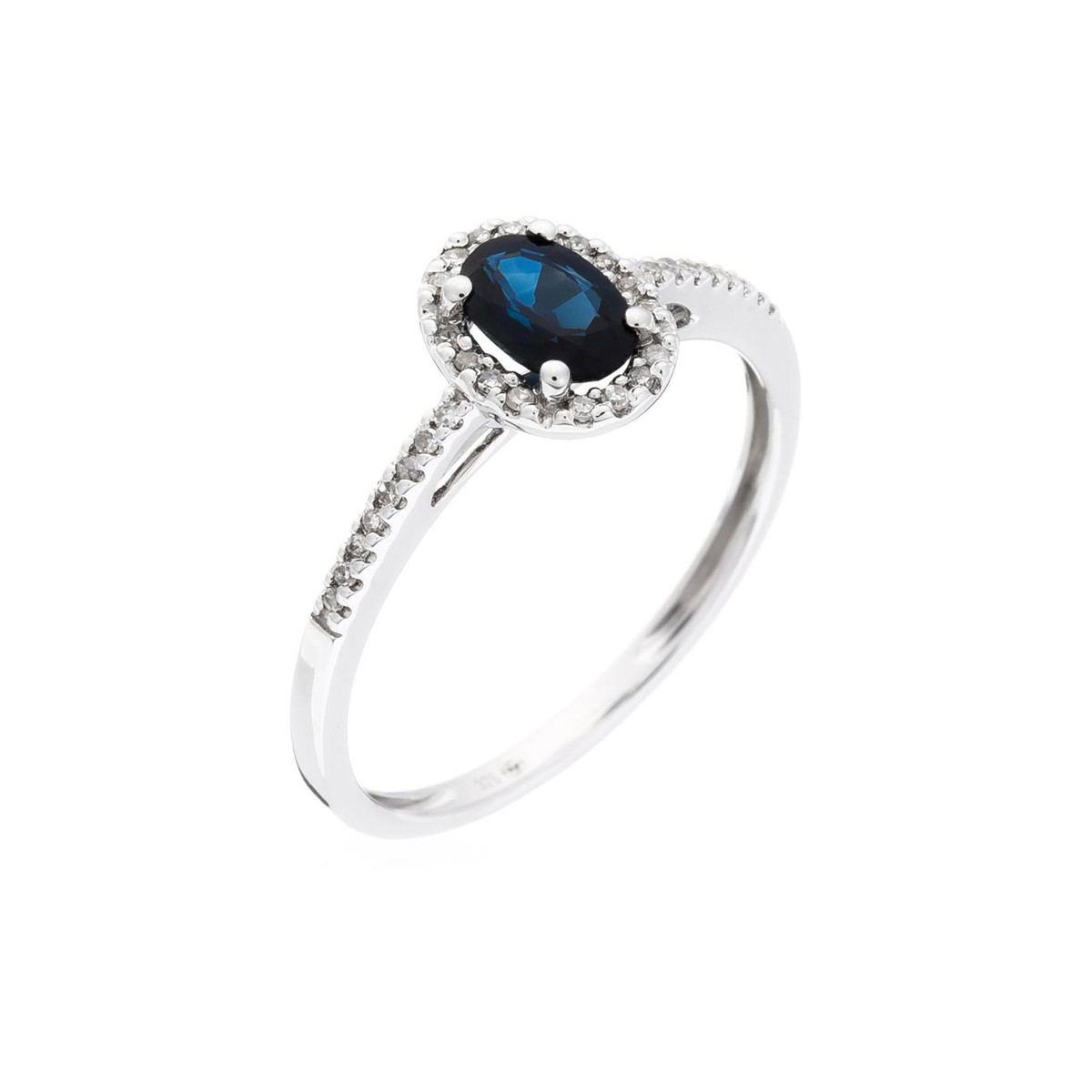 Bague "Royal Blue Saphir" Or blanc et Diamants Bague "Distinguée" Or blanc et Saphir