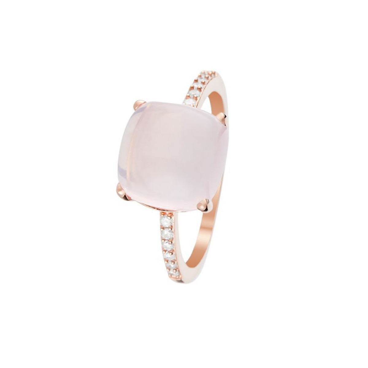Bague "Rose Dragée Quartz" Or rose et Diamants Bague " Lucie" Or rose et Quartz