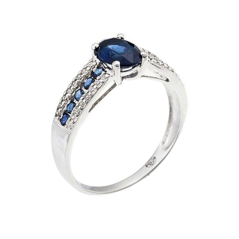 Bague  Reine Océane Saphir  Or blanc et Diamants