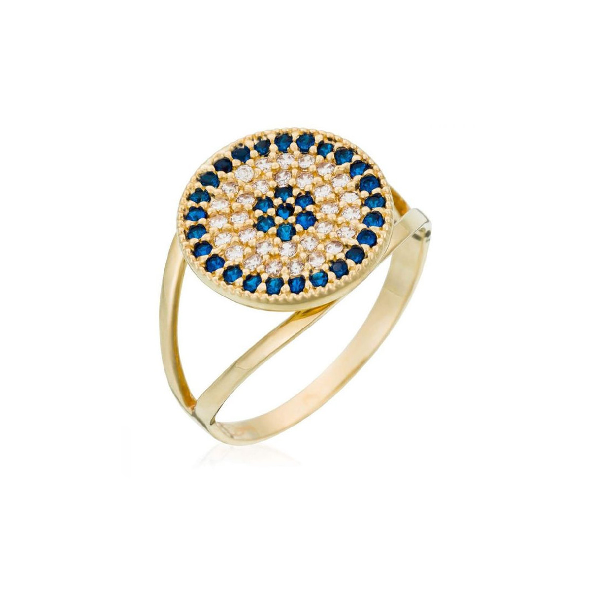Bague serti grain en Or Jaune 9k et Zirconium Bague "Rayon" Or jaune