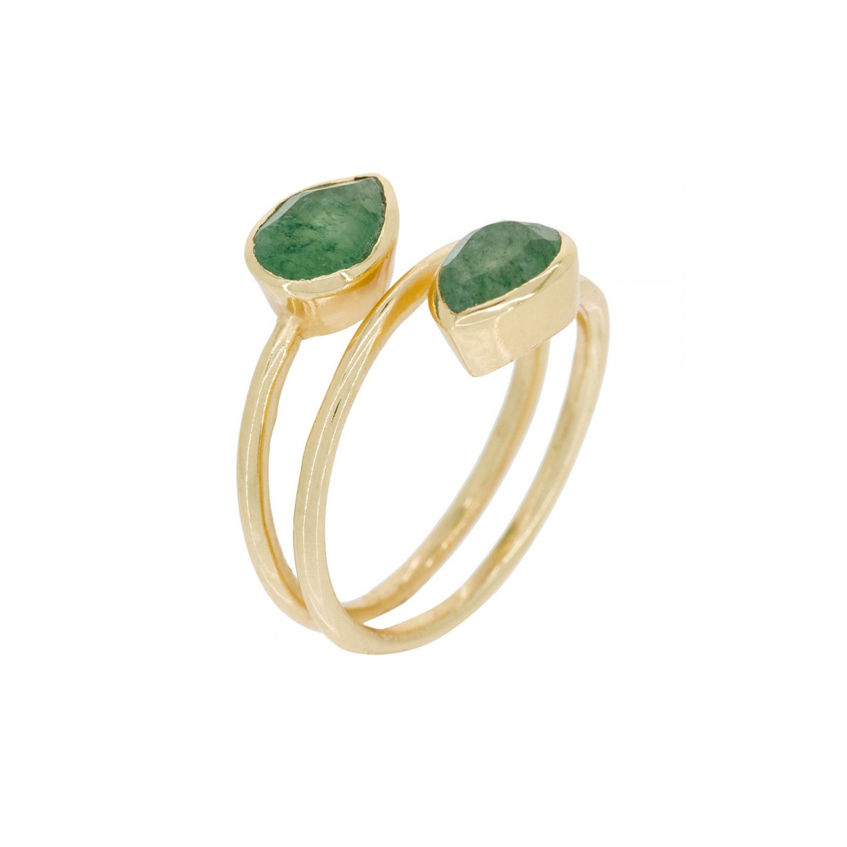 Bague doré "Taya" Aventurine Bague "Frimasia" Aventurine verte Laiton doré