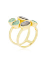Bague doré "Tatiana" Labradorite et Aqua Calci