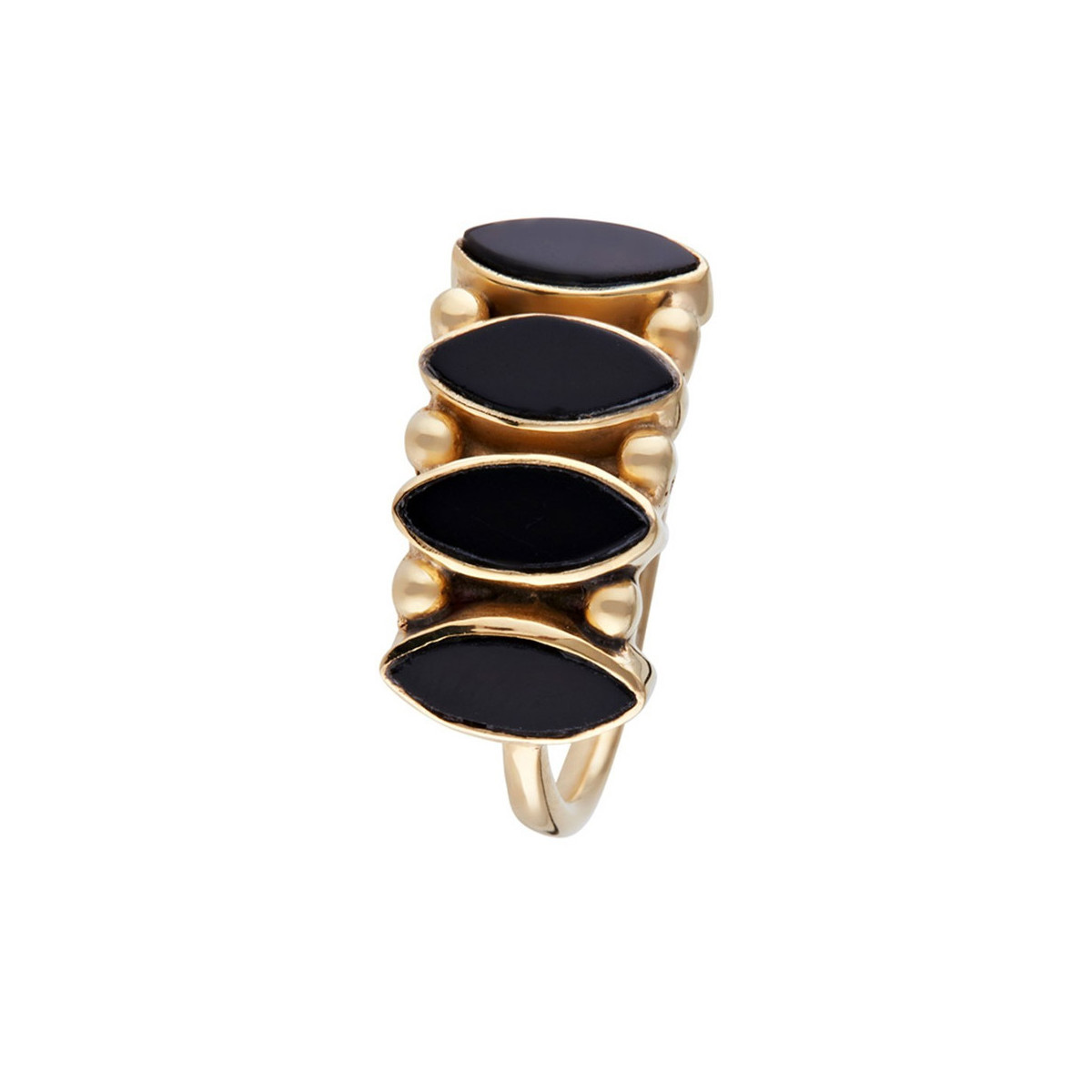 Bague "Celestis" Onyx Laiton doré