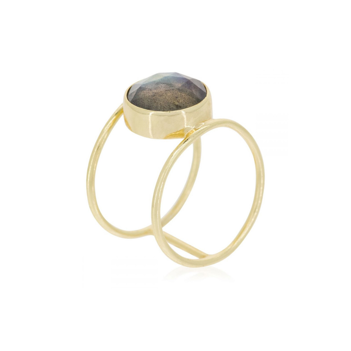 Bague "Eclipse" Labradorite Laiton doré