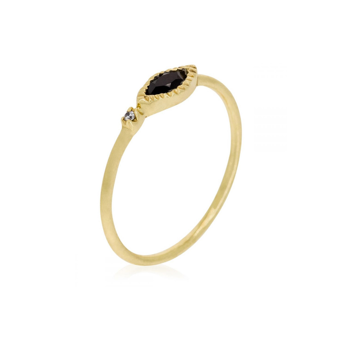 Bague doré "Marta" Onyx Bague "Centaurea" Onyx Noire Laiton doré