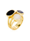 Bague doré "Mariel" Onyx et Labradorite