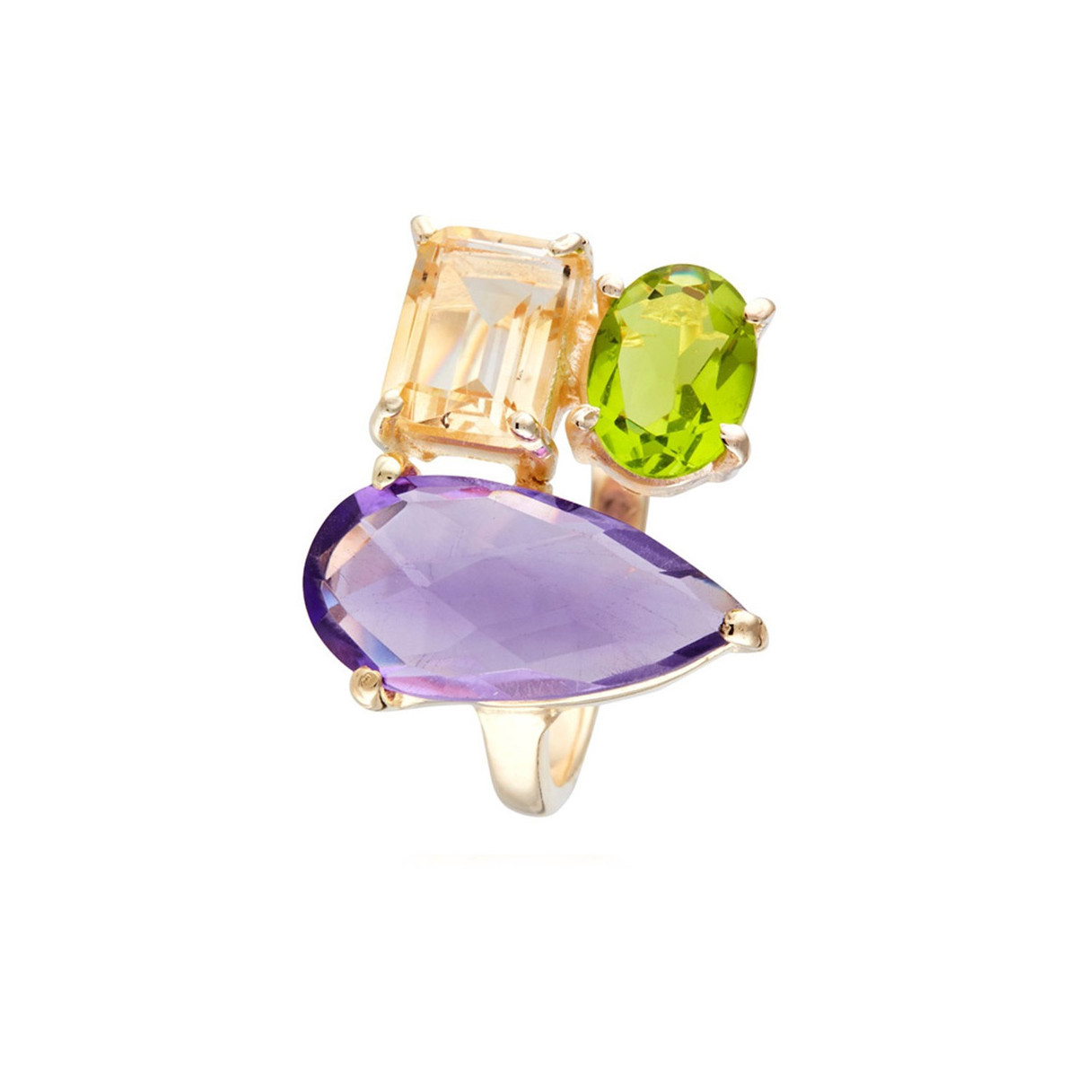 Bague doré "Lola" Améthyste Bague "Equinoxial" Améthyste Laiton doré
