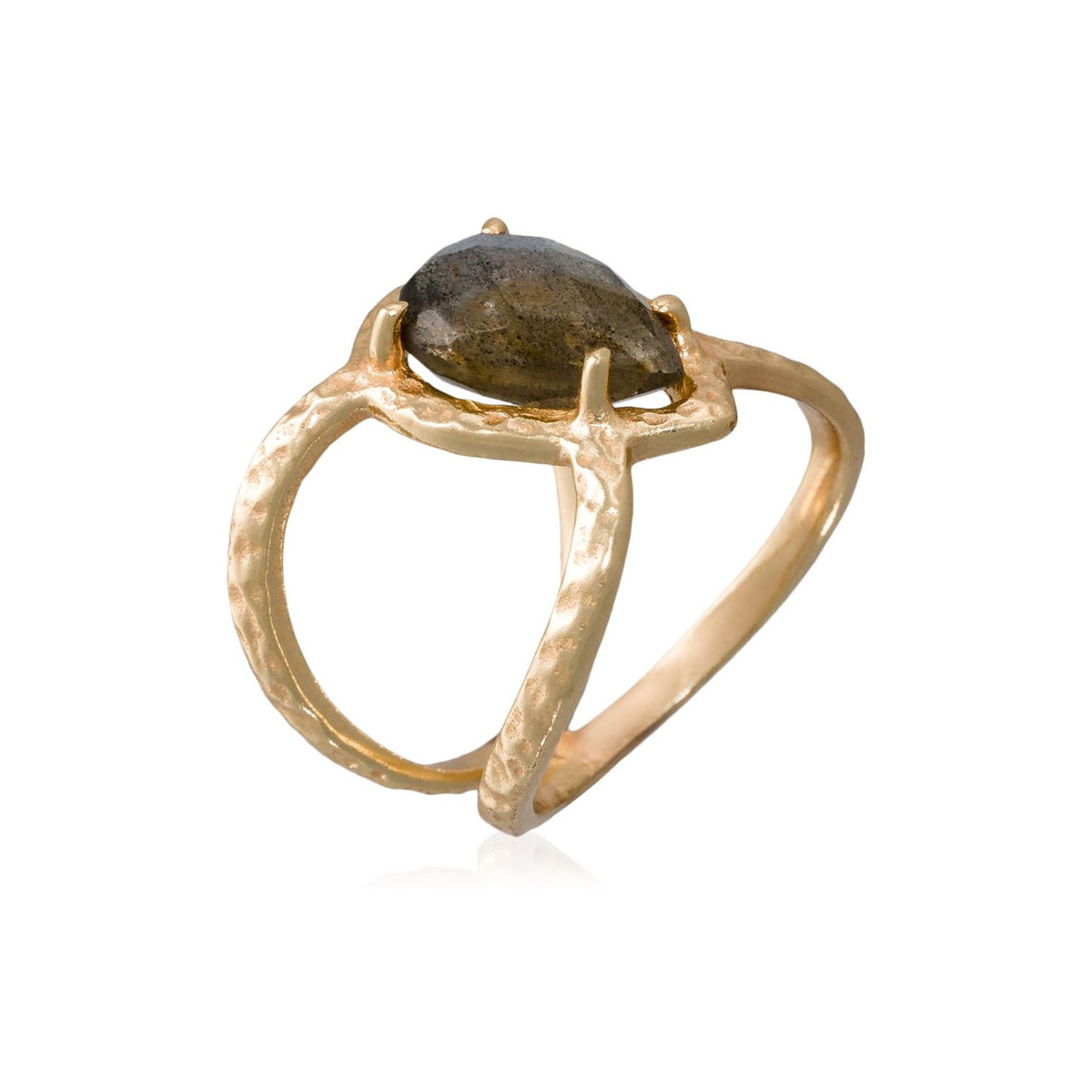 Bague "Florialis" Labradorite Laiton doré