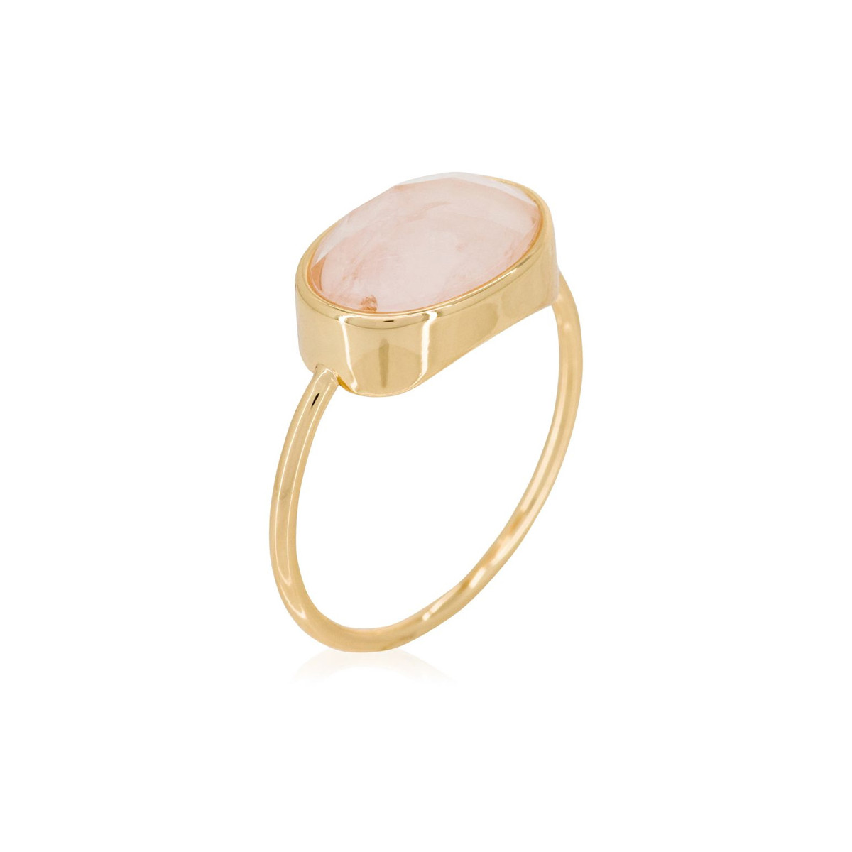 Bague doré "Lisa" Quartz Rose Bague "Aube" Quartz Rose Laiton doré