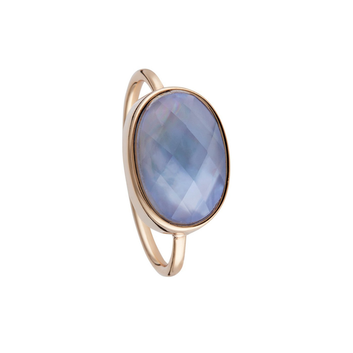 Bague "Aube" Nacre bleue Laiton doré