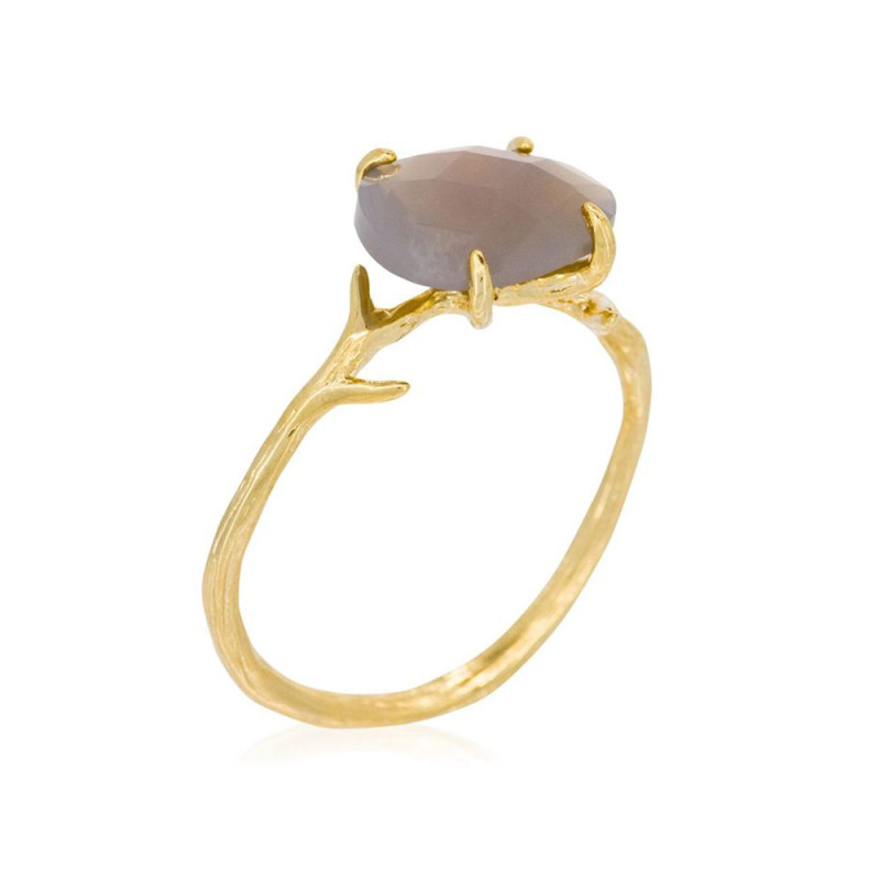 Bague dorée  Lily  Agate grise