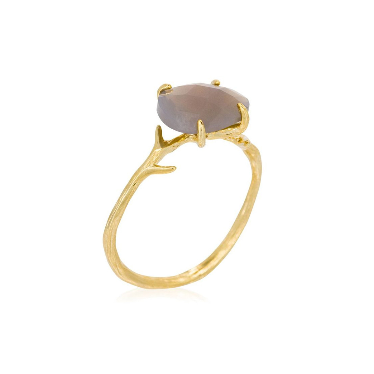 Bague "Galaxie" Agate grise Laiton doré