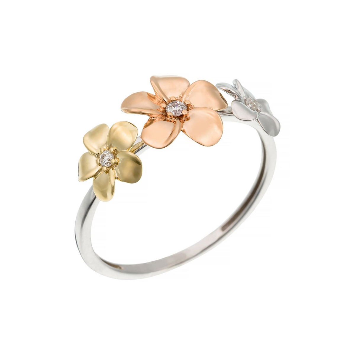 Bague "Ikebana" Or tricolore et Diamants Bague "Ikebana" Or tricolore et Diamants