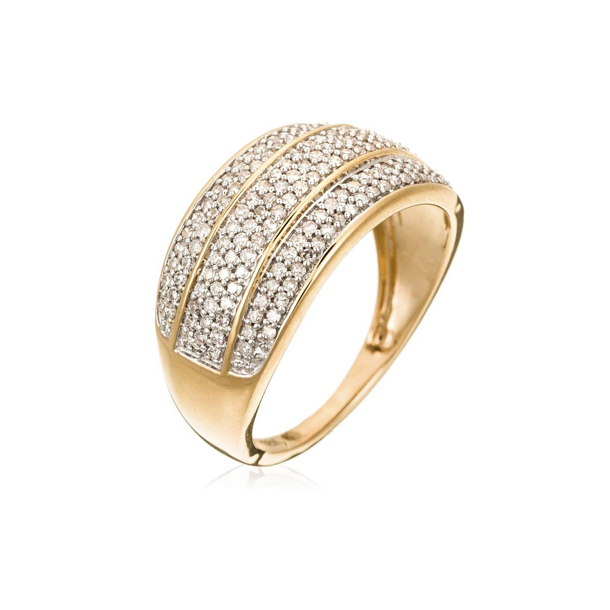 Bague "Lumineuse 3 rangs" Or jaune et Diamants