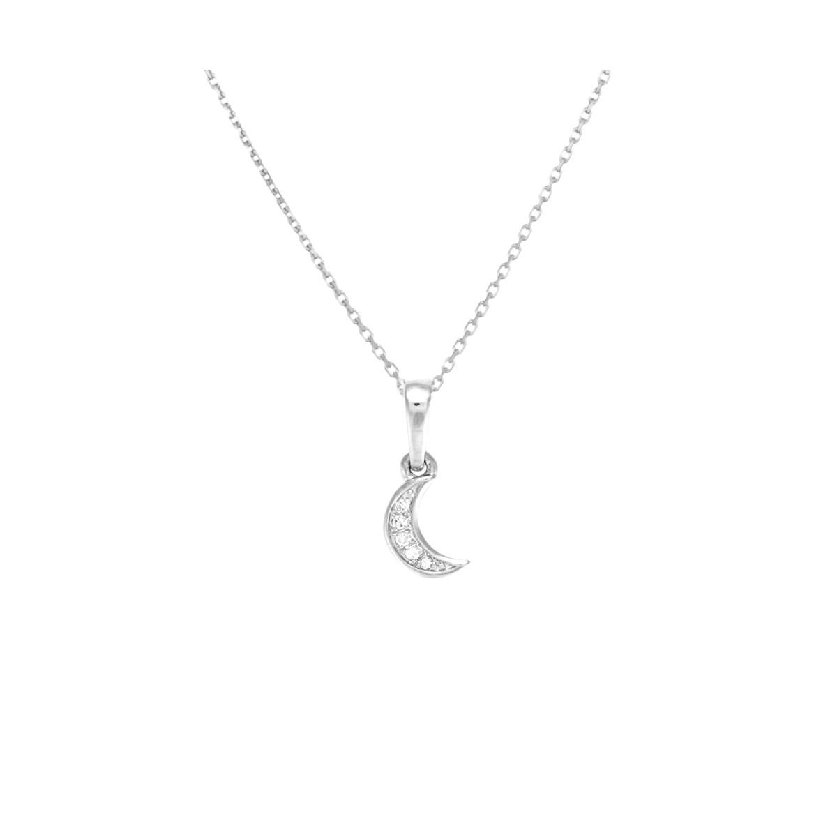 Pendentif Or Blanc 375/1000 "Diamond moon" Diamants 0,01/5 Pendentif "Paris Lunaire" Or blanc et Diamant