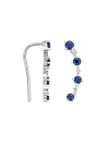Boucles d'oreilles Océan grimpantes en Or Blanc, Diamants et Saphir
