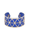 Bracelet manchette "STOCKHOLM" simili cuir Bleu finition dorée