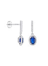 Boucles d'Oreilles Or Blanc, Diamants 0,17 carat et Saphir 1,4 carat "COURTOISIE"