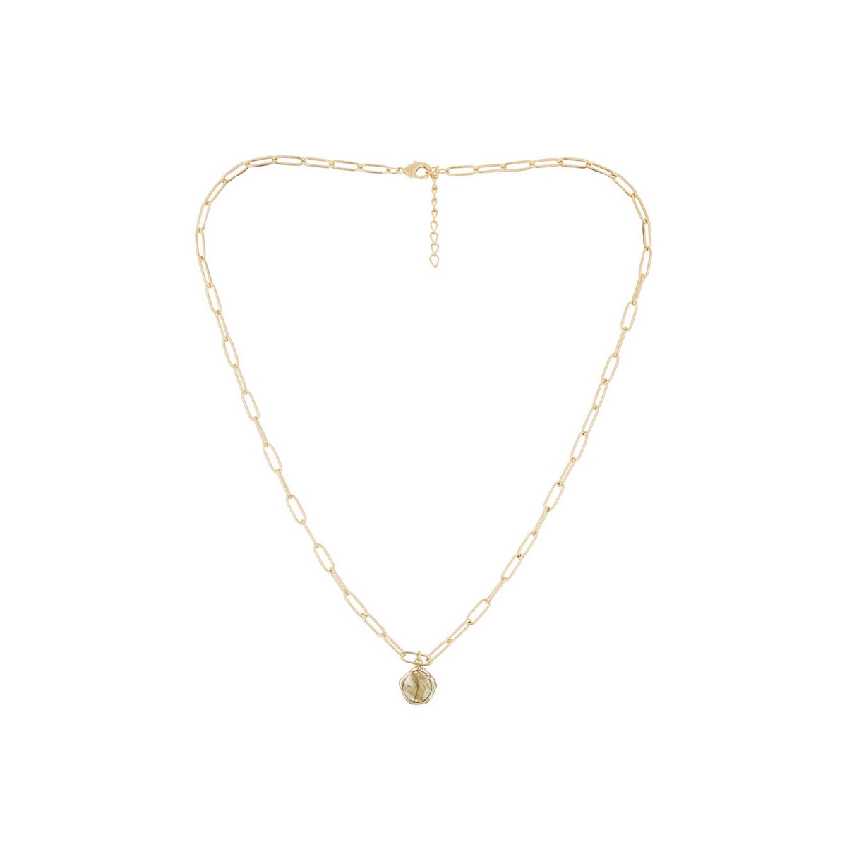Collier  Labradorite Laiton doré"Ombreline"