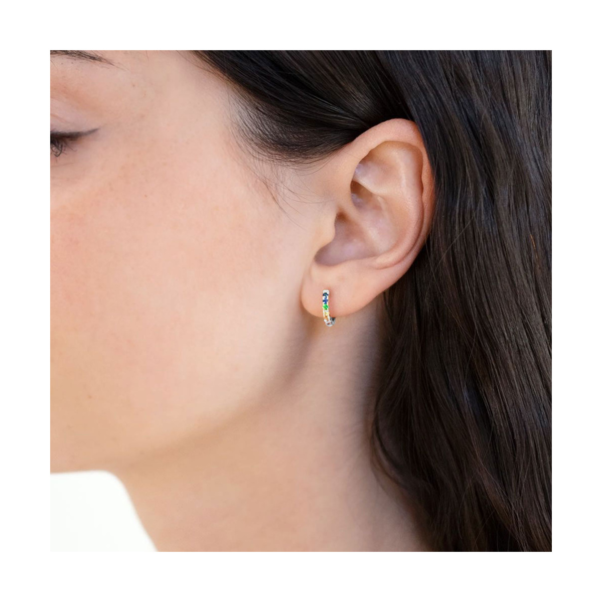 Boucles d'Oreilles Colorful Love Boucles d'oreilles "Mon Apaisante" Or blanc et Saphir