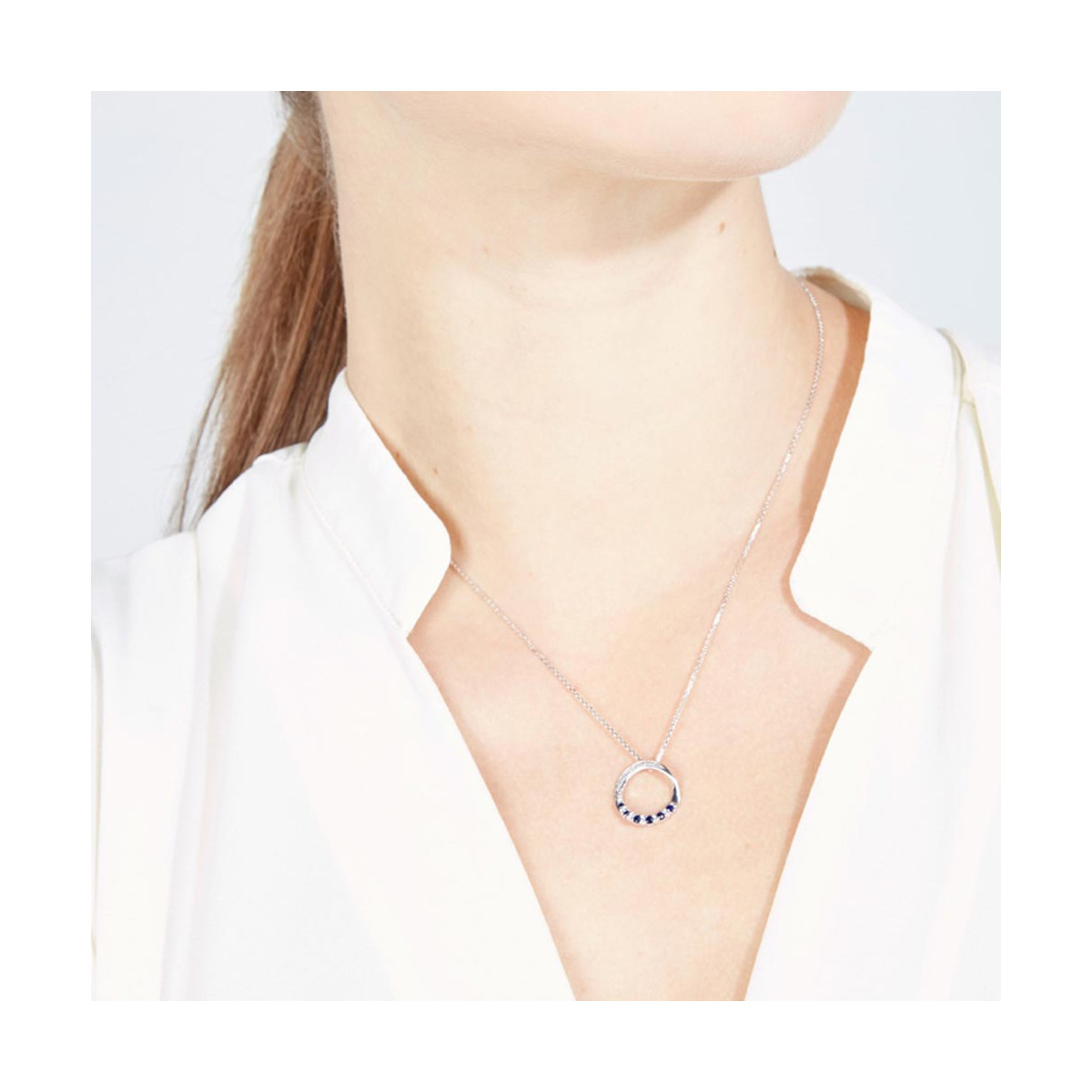 Pendentif Or Blanc Diamant et Saphir Pendentif Or Blanc Diamant et Saphir