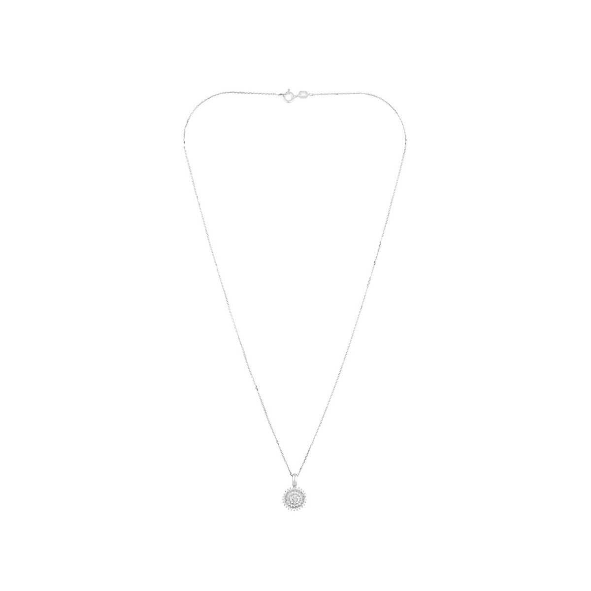 Pendentif Or Blanc 375 et Diamants