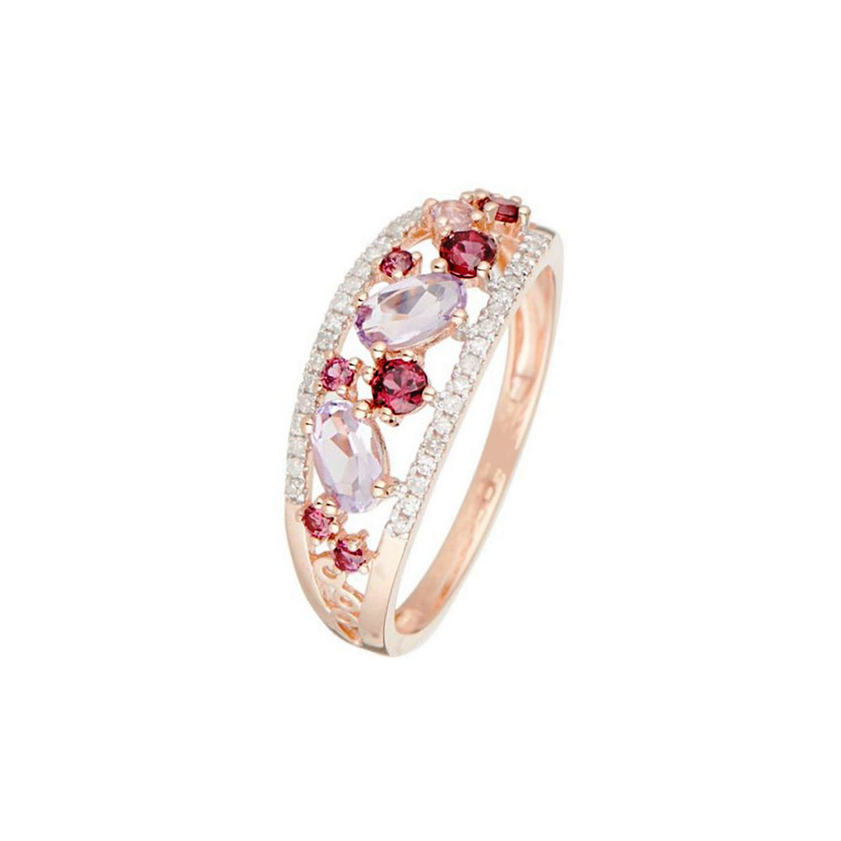 Bague "Or rose Diamant et Pierre Précieuse" Bague " Germaine" Or rose et Multipierres