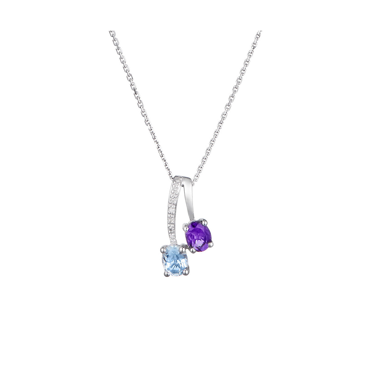 Pendentif Or Blanc Diamant et Pierres Précieuses Pendentif Or Blanc Diamant et Pierres Précieuses