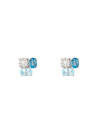 Boucles d'oreilles Or Blanc Diamant et Topaze