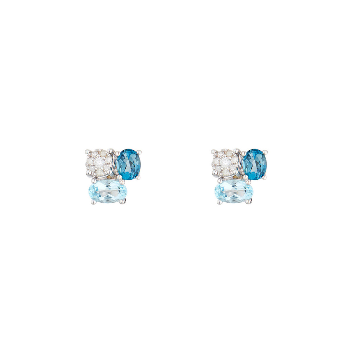 Boucles d'oreilles Or Blanc Diamant et Topaze Boucles d'oreilles "Liliane" Or blanc et Topaze