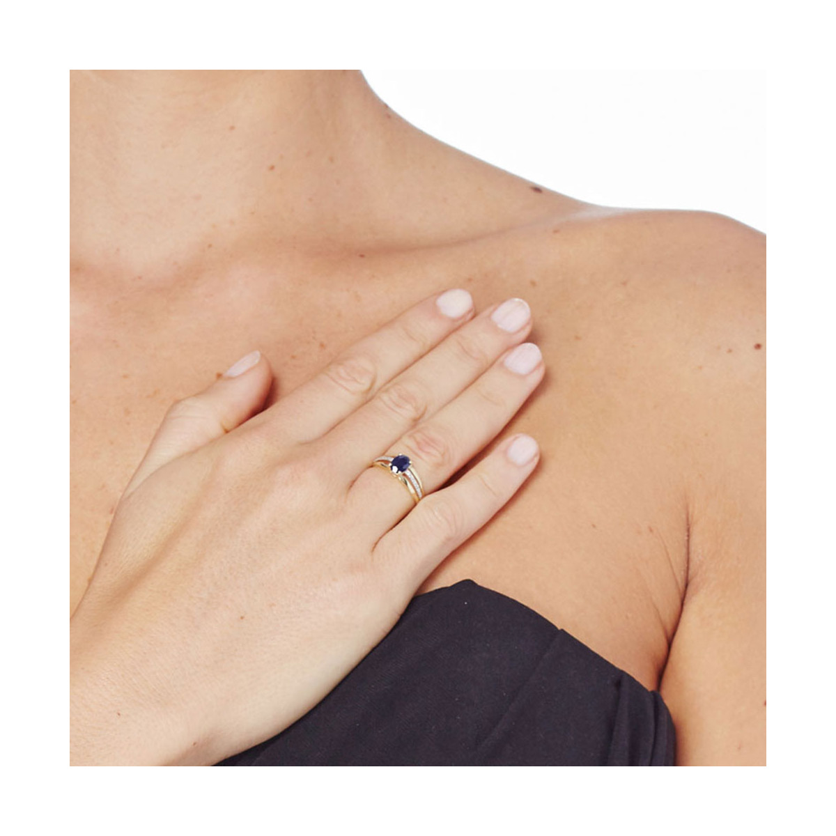 Solitaire "Tria Saphir" Or jaune et Diamants Solitaire "Tria Saphir" Or jaune et Diamants