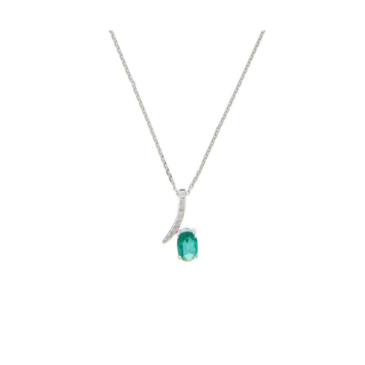 Pendentif Or Blanc Diamant et Emeraude Pendentif "Icare Lumineux" Or blanc et Émeraude