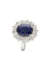 Bague "Soleil Bleu Saphir" Or blanc et Diamants