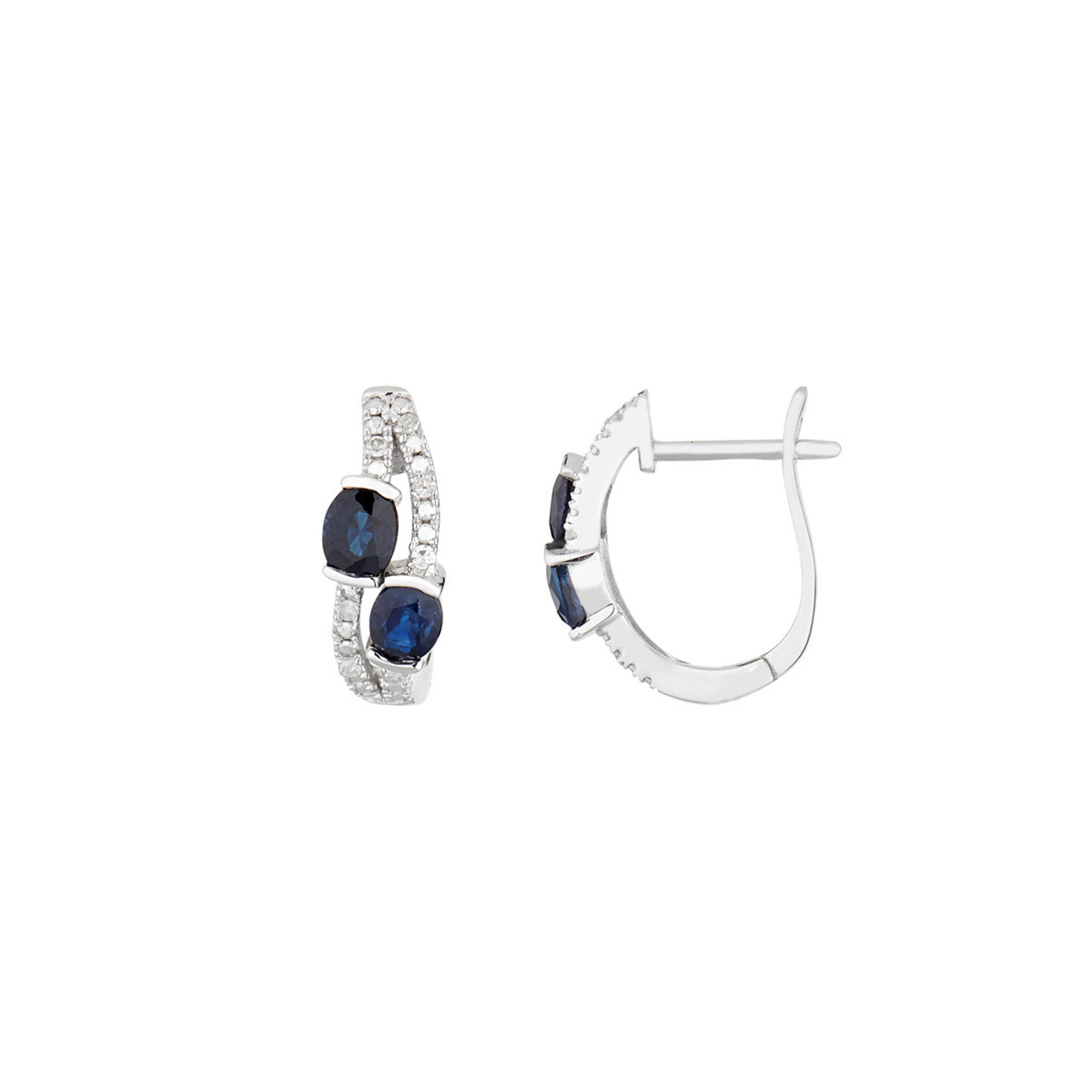 Boucles d'oreilles Or Blanc Diamant et Saphir Boucles d'oreilles "Harmonia" Or blanc et Saphir