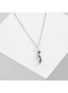 Pendentif Or Blanc Diamant et Saphir