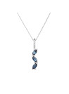 Pendentif Or Blanc Diamant et Saphir