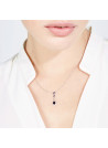 Pendentif Or Blanc, Diamants 0,02 carat et Saphirs 0,97 carat "ZANZIBAR" + chaîne argent offerte