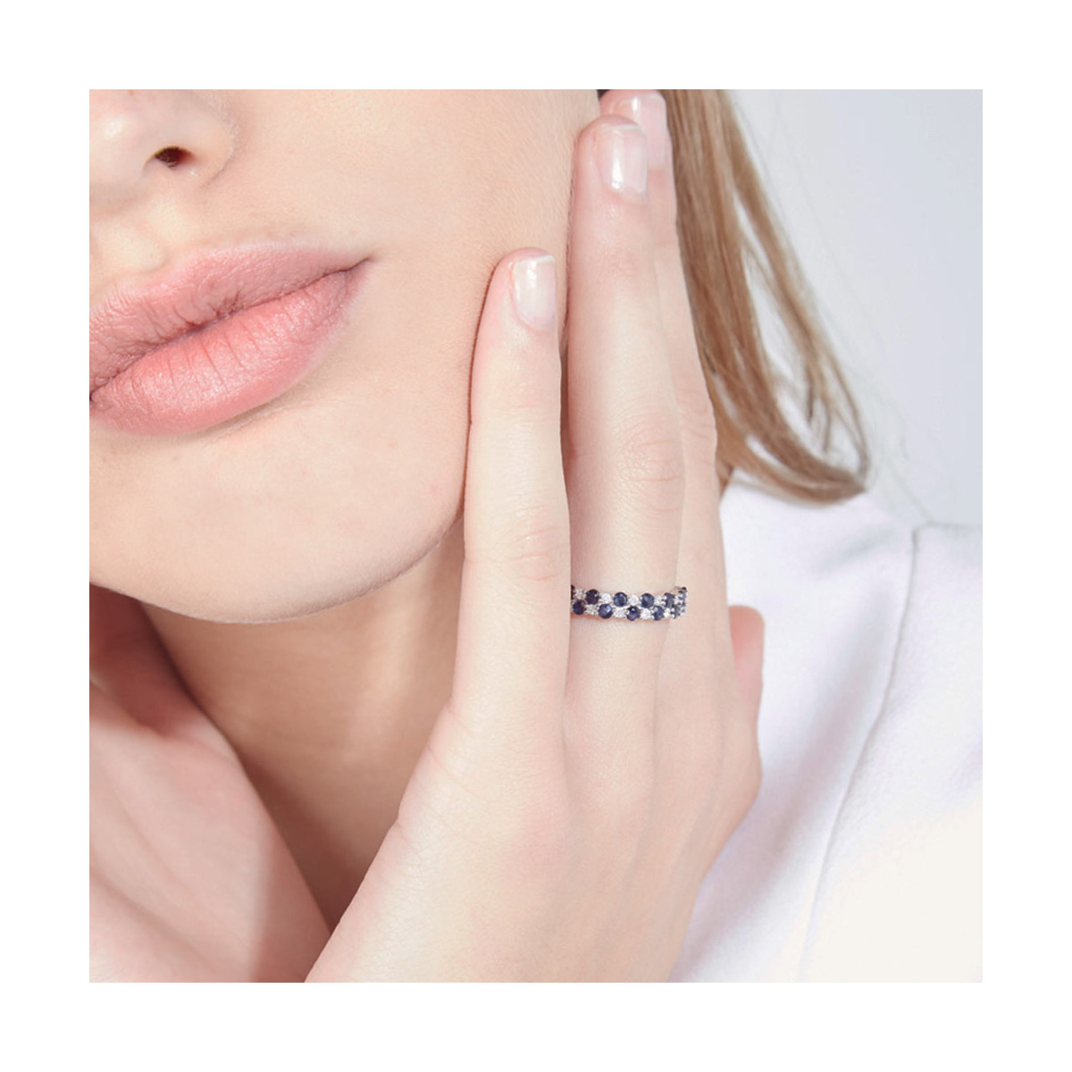 Bague "Princesse Grace Saphir" Or blanc et Diamants Bague " Norah" Or blanc et Saphir