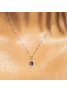 Pendentif Or Blanc Diamant et Saphir