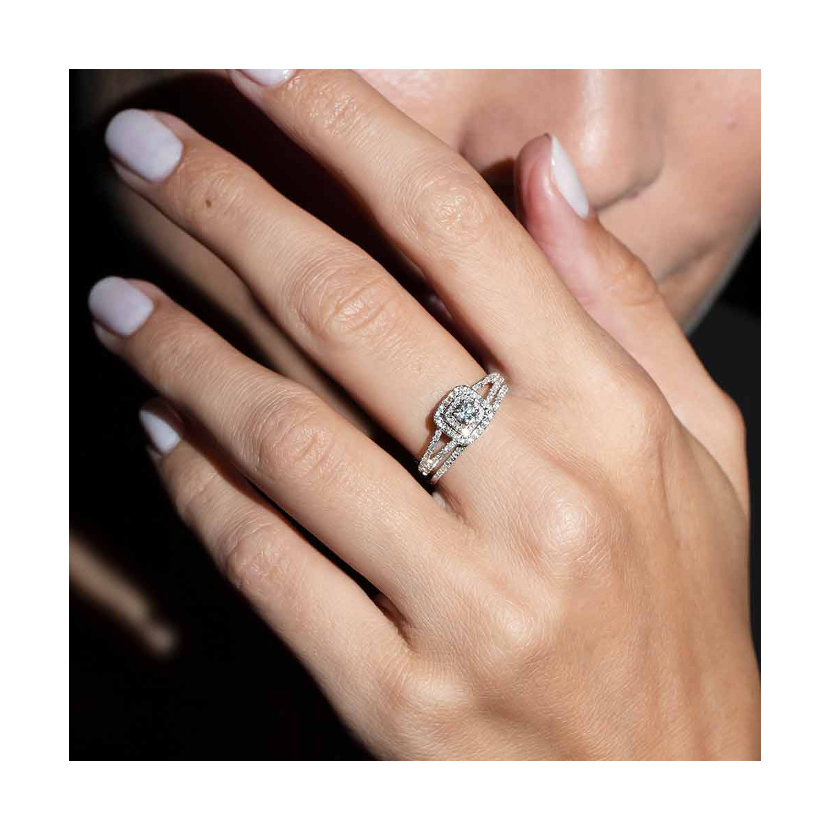 Bague "Duo Carré somptueux" Or blanc et Diamants Bague "Amour Mystique" Or blanc et Diamant